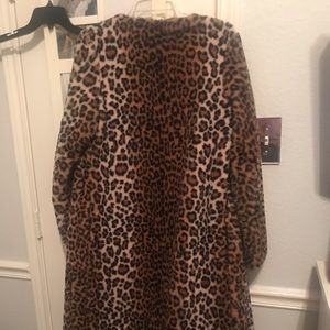 Faux cheetah long jacket
